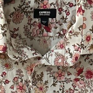 Express extra slim fit long sleeve button down floral print size small